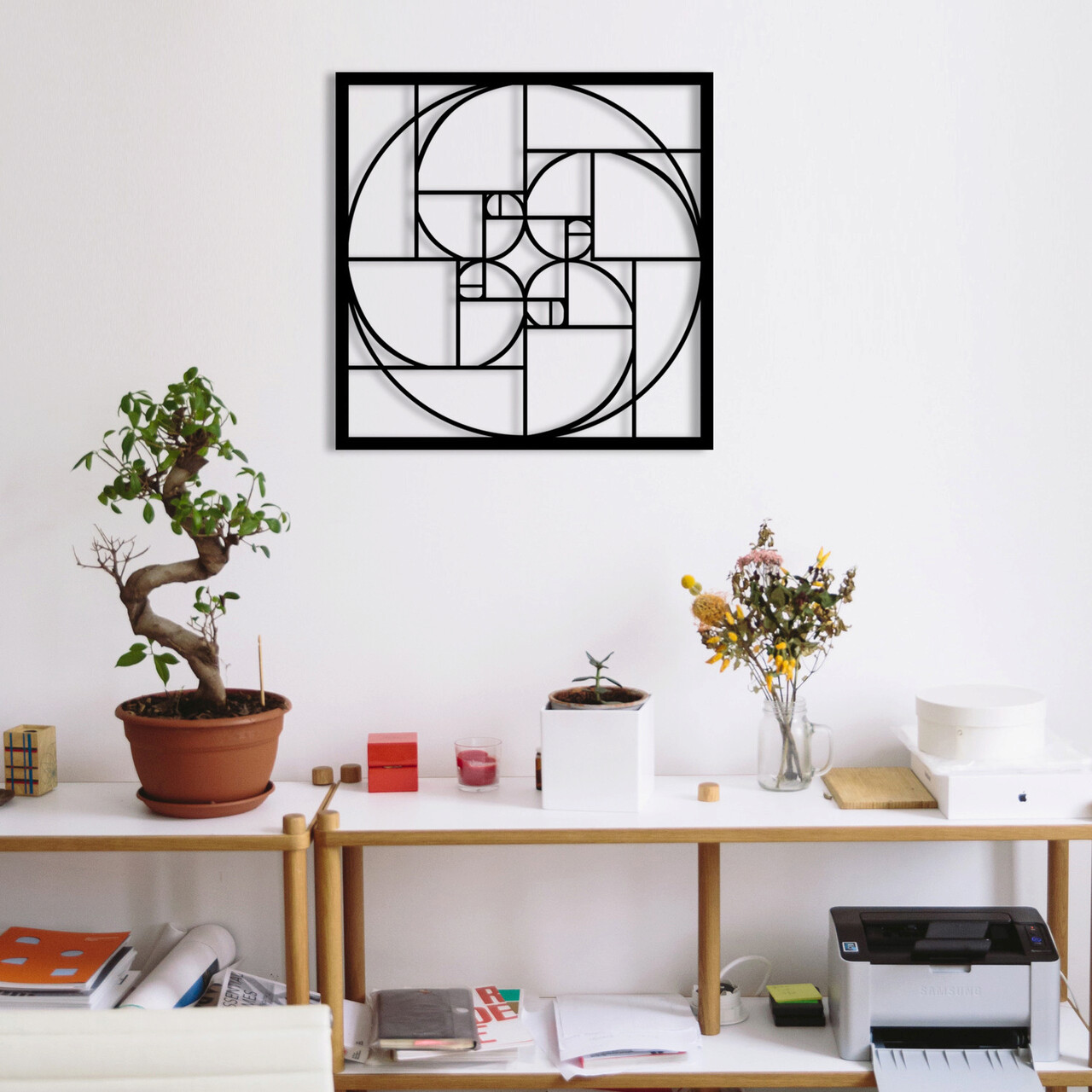 Decoratiune de perete, Golden Ratio, Metal, Dimensiune: 52 x 58 cm, Negru