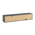 Comoda TV, Decortie, Spark, 180 x 35 x 35.6 cm, pal melaminat, antracit/stejar