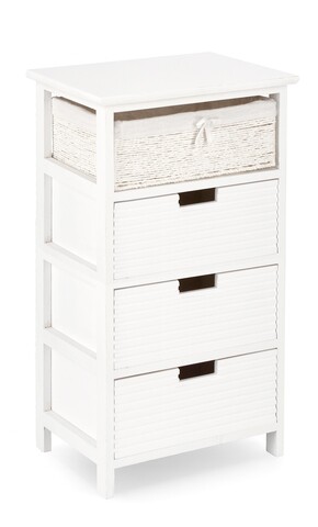 Comoda cu 4 sertare Leonie, Bizzotto, 40x29x73 cm, lemn de paulownia/MDF, alb