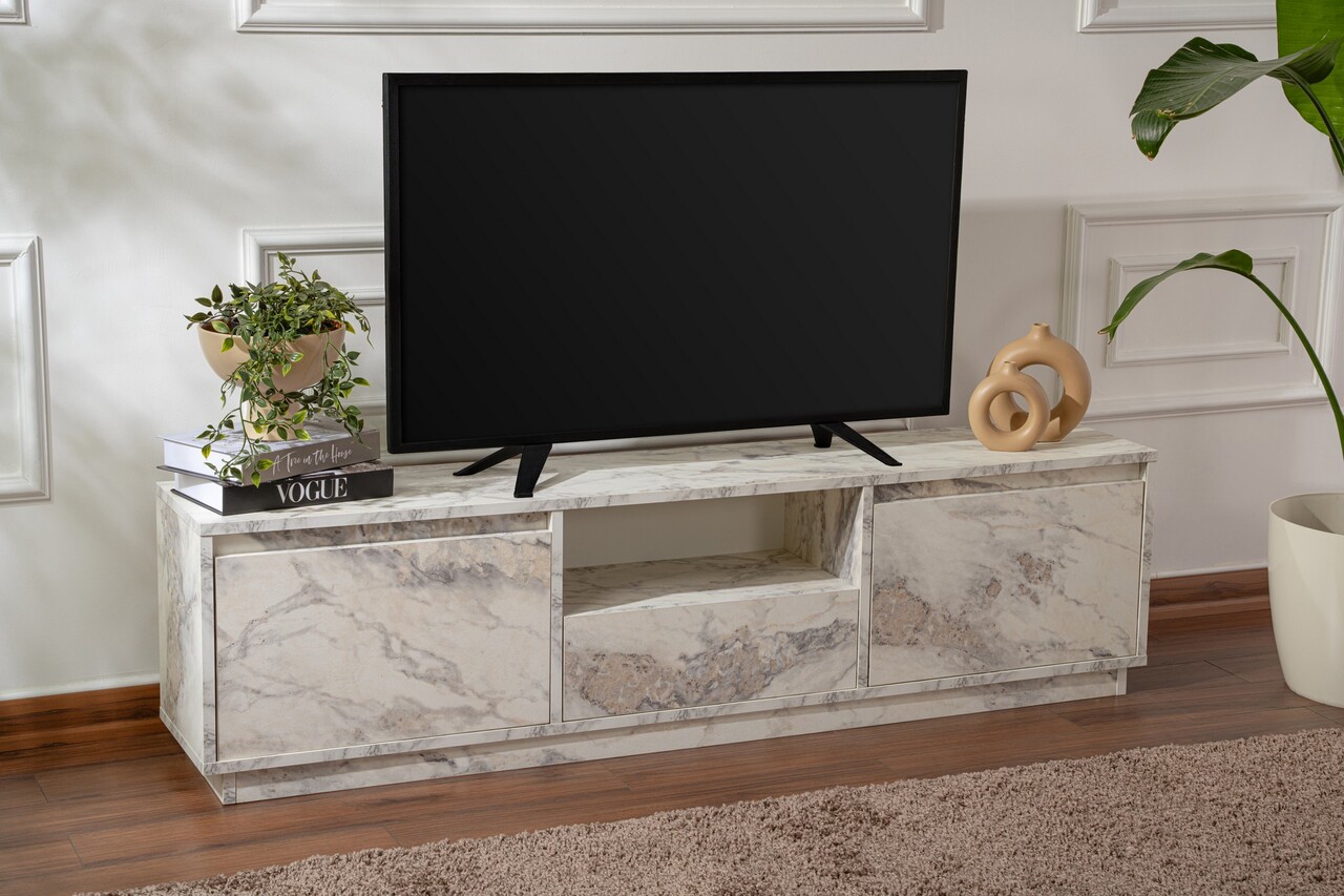 Comoda TV, Nordure, Vanguard, 160x42x29.5 cm, Marmură Freesia