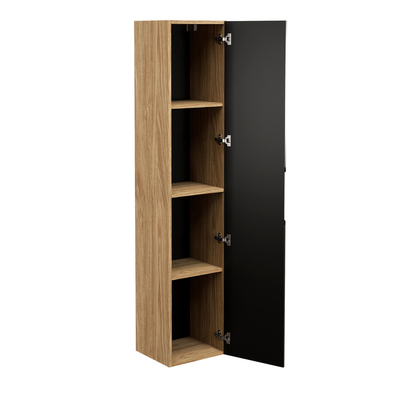 Set mobilier baie Luxor Black 90 cm, dulap inalt si masca cu lavoar, Comad, MDF/PAL, stejar/negru - view 5