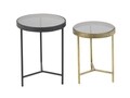 Set 2 masute de cafea Yamir Round, Bizzotto,  40x56 cm, otel/sticla temperata, negru/auriu