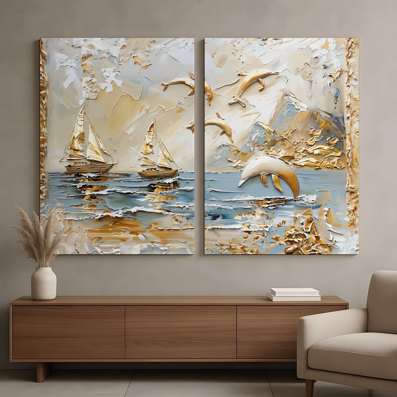 Set 2 tablouri decorative DEV9 Lemn Multicolor