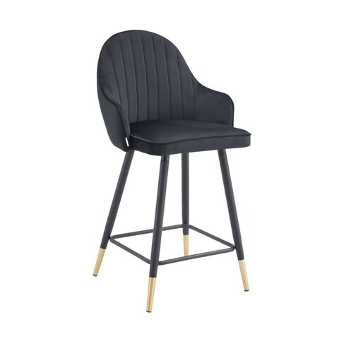 Scaun de bar Nuah Reducido, Homla, 50x45x97 cm, MDF/catifea din poliester, negru
