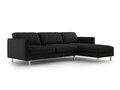 Coltar dreapta 4 locuri, Eden, Micadoni, 286x150x90 cm, catifea, negru
