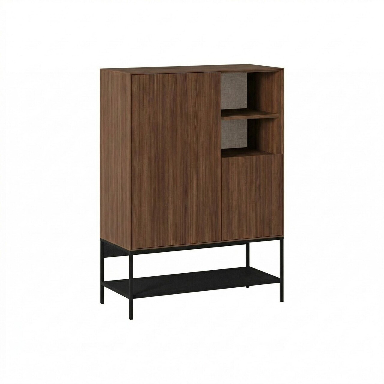 Consola, Hanah Home, Amira, 90x125x40 cm, PAL, Nuc Milano / Negru lemn / Negru — imaginea 5