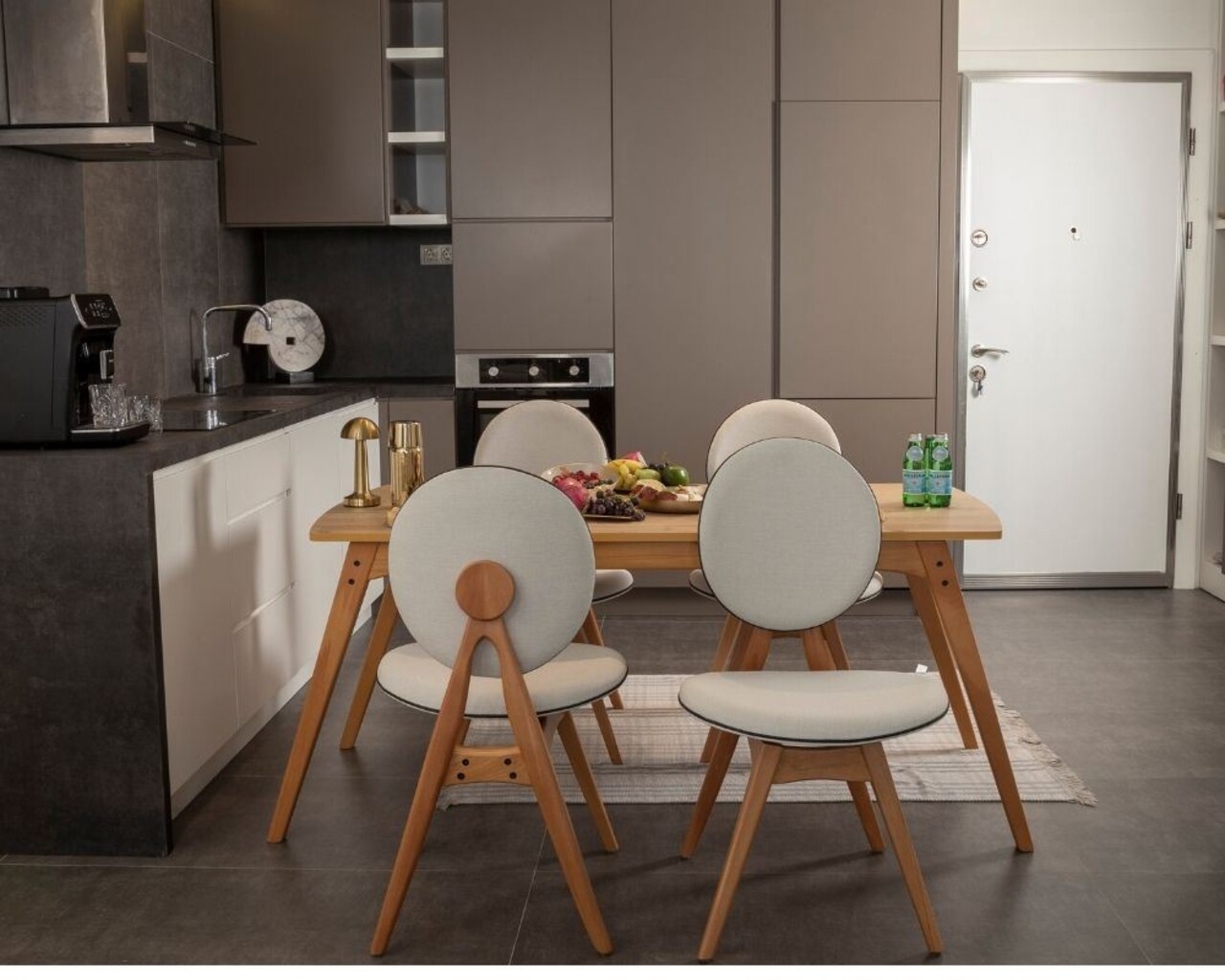 Set masa si scaune, 5 piese, Hanah Home, Touch (4S), Lemn, Stejar / Bej - view 5