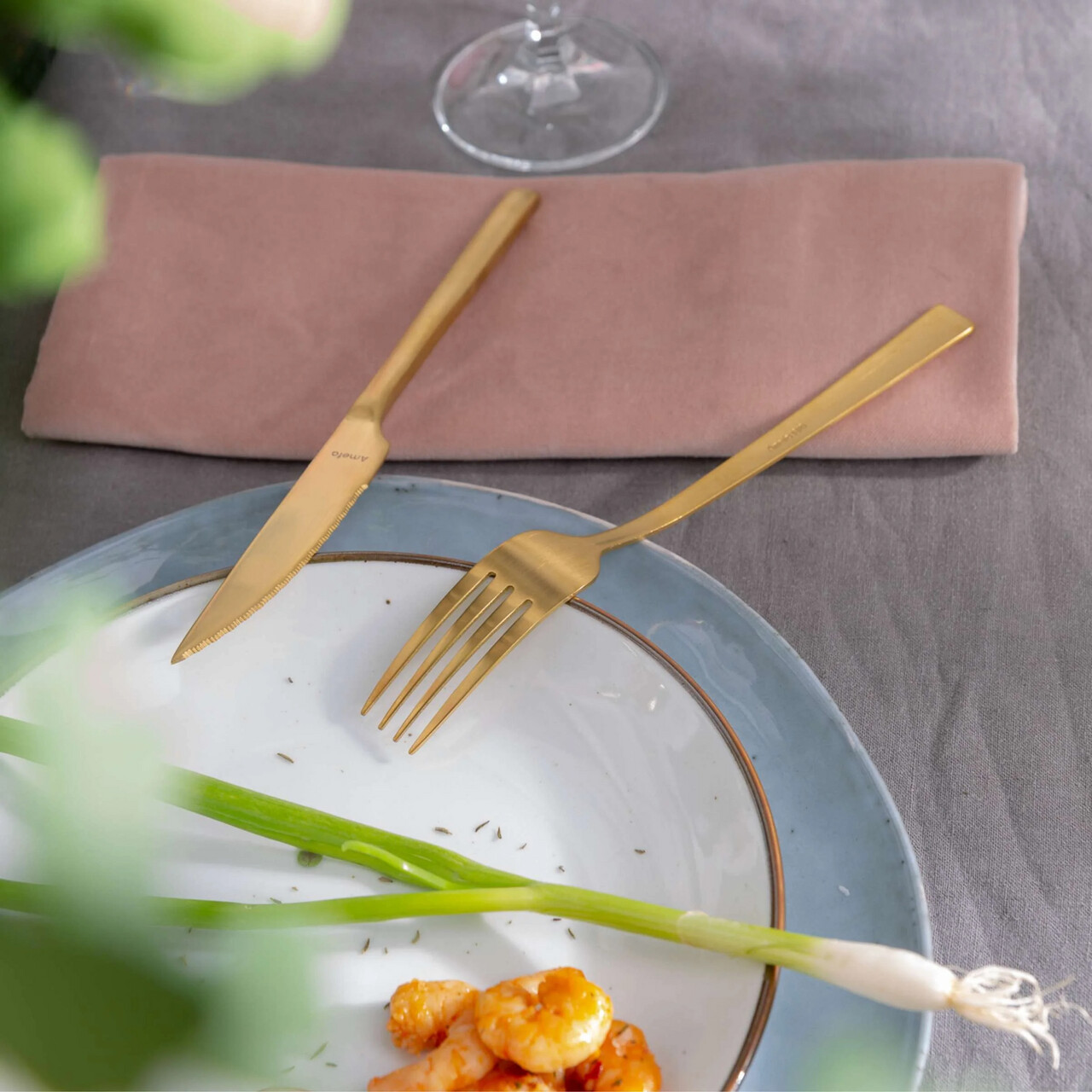 Set tacamuri pentru 6 persoane, 42 piese, Amefa, Manille Gold, inox — imaginea 6