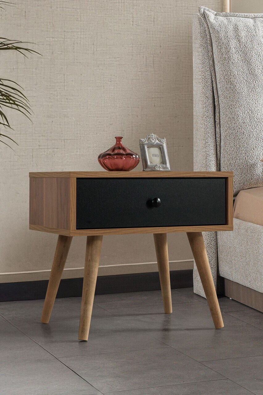 Noptiera, Hanah Home, Vita 5106, 55x49x55 cm, PAL, Nuc / Negru — imaginea 2