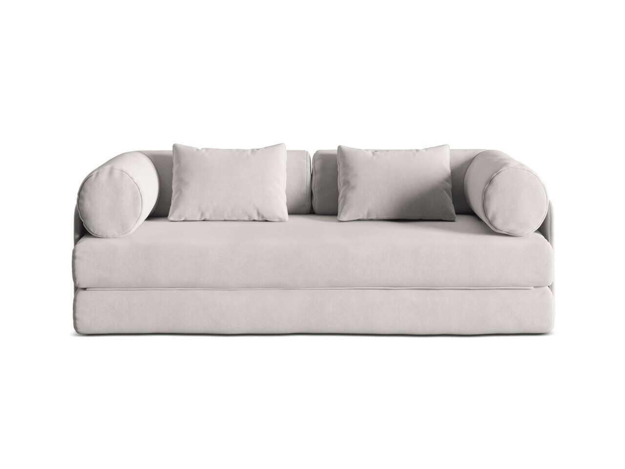 Canapea extensibila 3 locuri, Dreamy, Micadoni Home, 206x95x70 cm, catifea, gri deschis