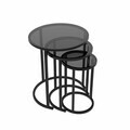 Set masute 3 piese, Hanah Home, Milas 3, Negru / Fume