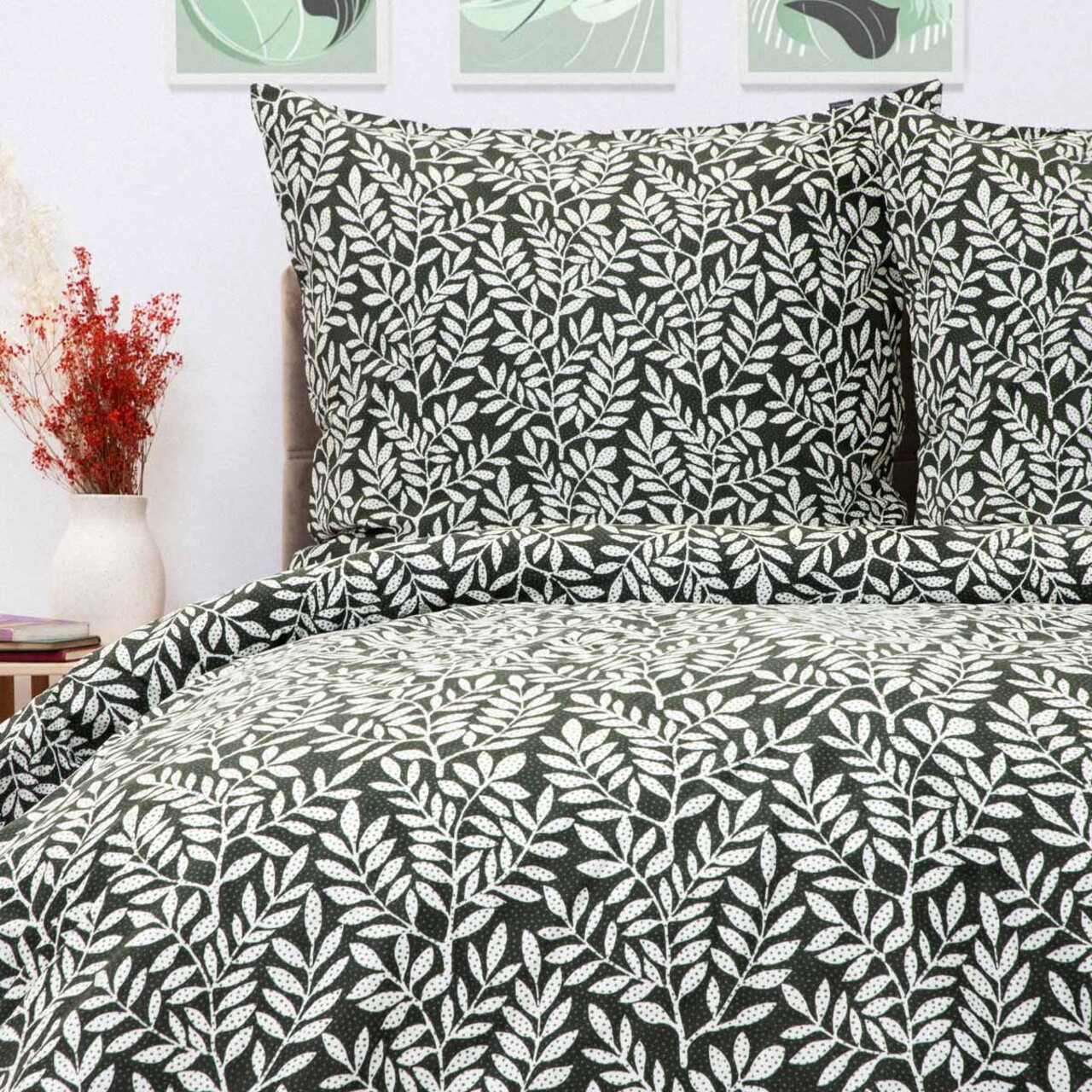 Lenjerie de pat dubla Dessie Homla 3 piese 160x200 cm microfibra din poliester verde