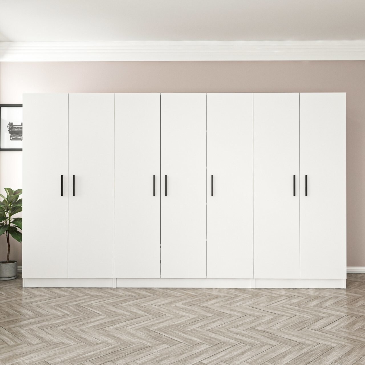 Dulap pentru haine, Minerva, Kale, 315x210x52 cm, PAL, Alb - 1 | YEO