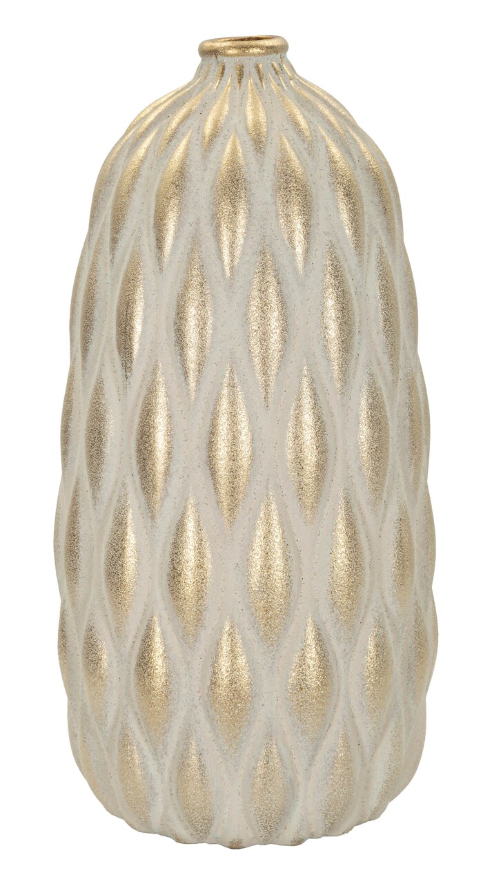 Vaza decorativa, Mauro Ferretti, Pepitas, 22x44 cm, ceramica, gri/auriu - view 5