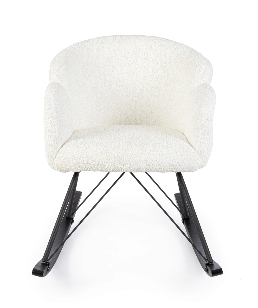 Scaun balansoar Sibilla, Bizzotto, 86 x 62 x 48 cm, otel/arbore de cauciuc/poliester Boucle, alb - 1 | YEO