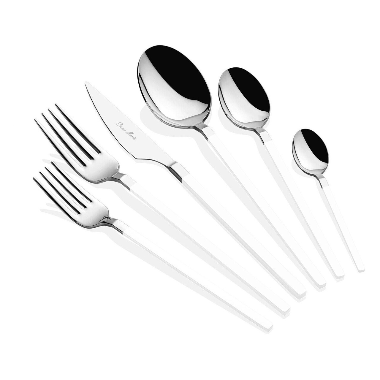 Set tacamuri, Hermia, 645DRM1229, Inox, Lingură de masă: 21,3 cm (6 bucăți), Argintiu/Alb