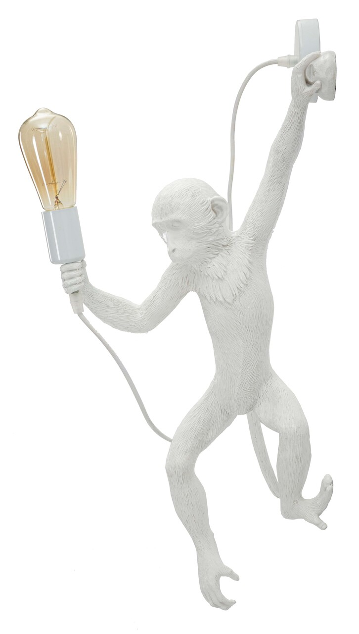 Aplica de perete Monkey, Mauro Ferretti, 1 x E27, 20W, 32x32x64 cm, polirasina, alb