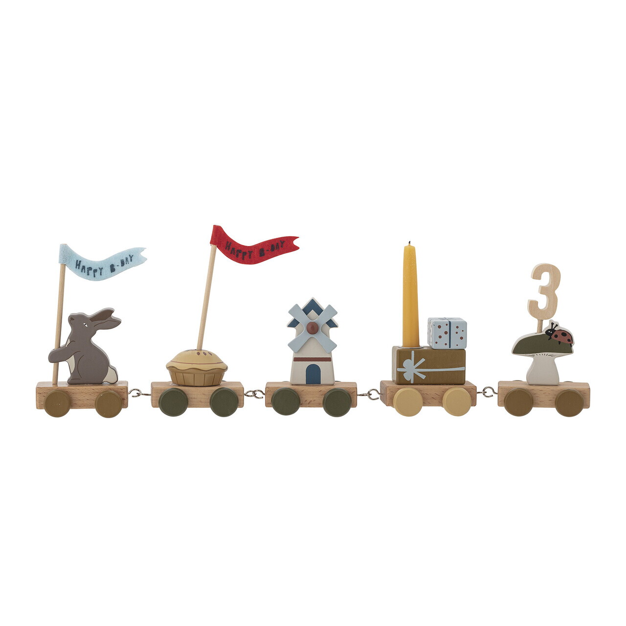 Jucarie aniversara, Bloomingville, Alfi Birthday, 39x5x8.5 cm, FSC 100%, MDF/lemn de fag, multicolor - imagine 12