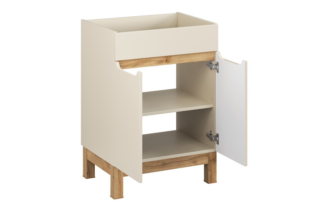 Set mobilier baie Bali Cashmere Wotan 60 cm HC, dulap inalt si masca lavoar, Comad, MDF/PAL, casmir - view 9