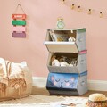 Set 3 cutii depozitare Vasagle, capac magnetic, 38x25x35 cm, material netesut/metal, multicolor
