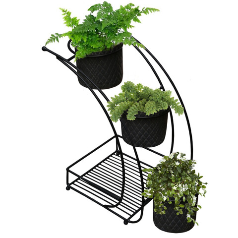 Decorative Jardiniere, SEH, 19x19x37 cm, Metal, Negru