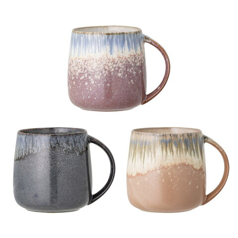 Set 3 cani, Bloomingville, Cloe, 9.5x10 cm, 400 ml, ceramica, roz