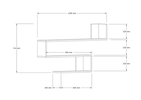 Raft de perete, Asse Home, Penne , 120x71x20 cm, Antracit