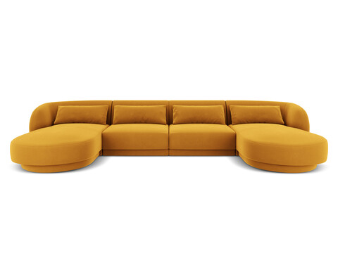 Coltar panoramic 5 locuri, Tulum, Cosmopolitan Design, 330x156x70 cm, catifea, galben