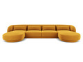 Coltar panoramic 5 locuri, Tulum, Cosmopolitan Design, 330x156x70 cm, catifea, galben