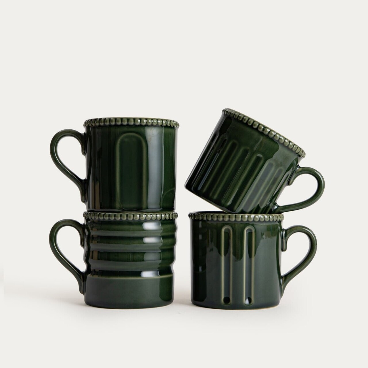 Set 4 cani Kobbi, Homla, 400 ml, 9x10 cm, ceramica, verde — imaginea 2