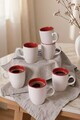 Set cani, Hermia, 275KRM2624, Dimensiune: 9 cm / 300 ml (6 bucăți), Alb mat / Roșu