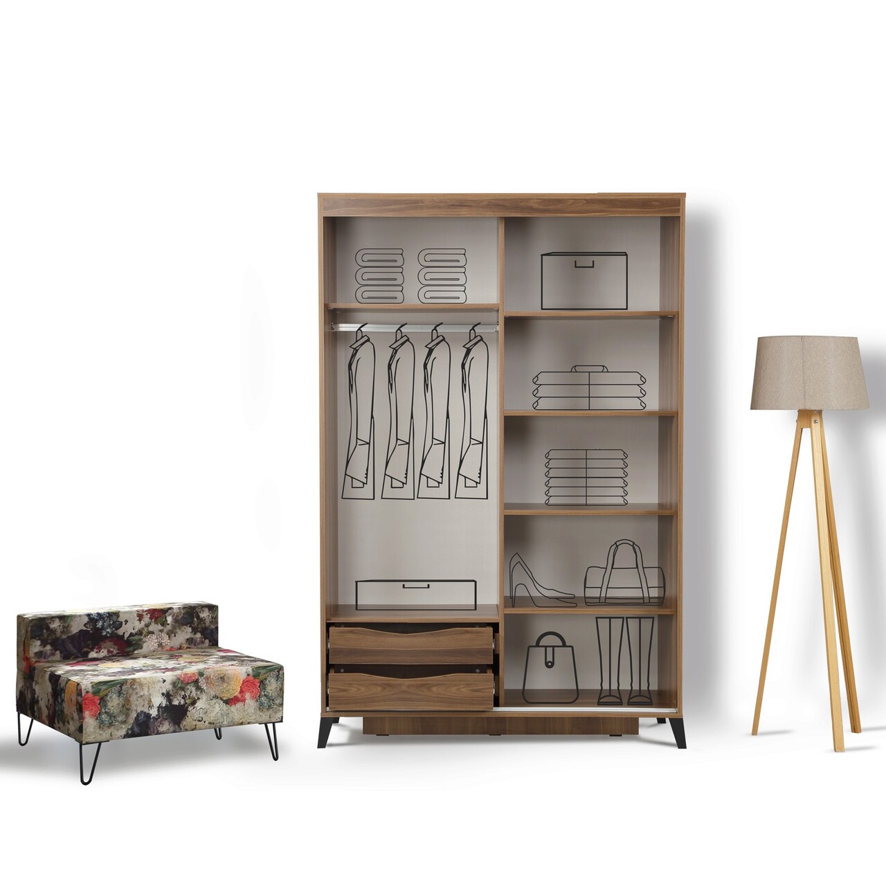 Dulap pentru haine, Comforty, Pasific Home Fuga, 140x216x60 cm, Maro - 1 | YEO