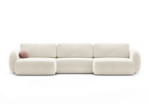 Coltar panoramic extensibil 5 locuri, Tonale, Cosmopolitan Design, 362x149x88 cm, catifea, ivoriu