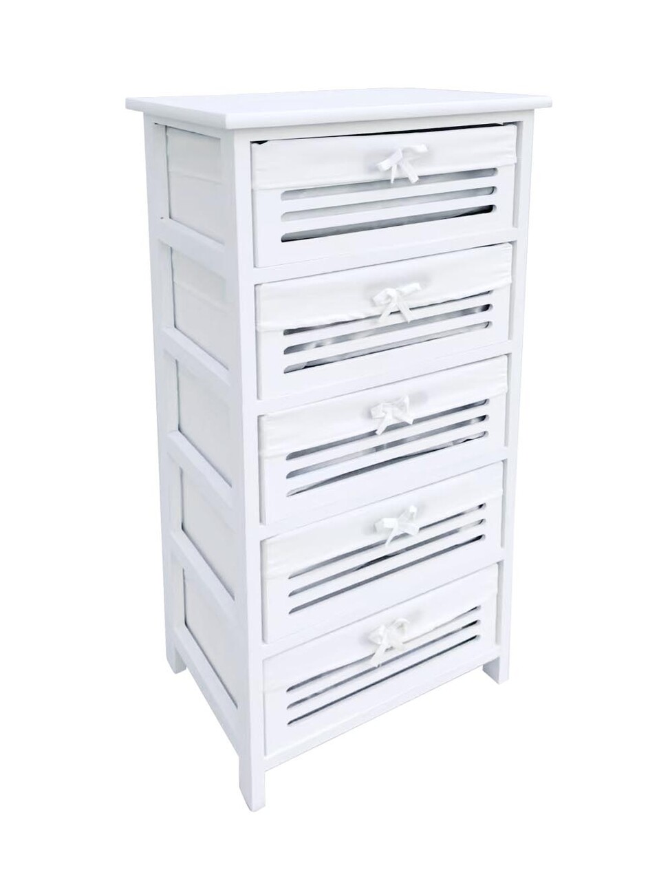 Comoda cu 5 sertare Leny, Bizzotto, 40x29x90 cm, lemn de paulownia/placaj, alb
