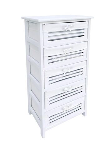 Comoda cu 5 sertare Leny, Bizzotto, 40x29x90 cm, lemn de paulownia/placaj, alb