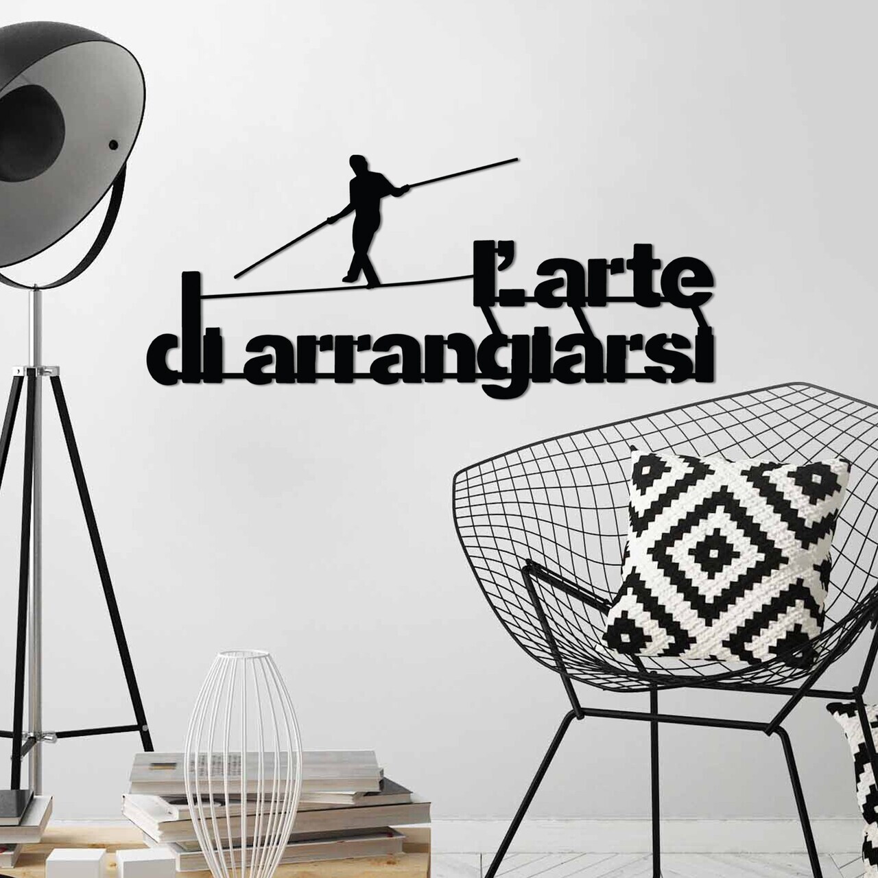 Decoratiune de perete, Arrangiarsi 3, Dimensiune: 60 x 25 cm, Negru — imaginea 3
