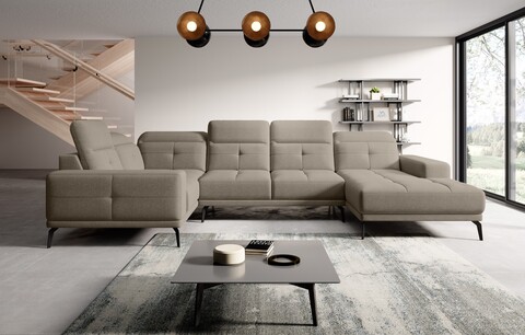 Coltar stanga 6 locuri ELTAP, LT-18VER, Neviro, 350x201x77 cm, lemn/poliester, bej