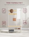 Cuier cu oglinda, bancheta si pantofar Modern Style, Vasagle, 98x35x180 cm, PAL/otel, alb/natural