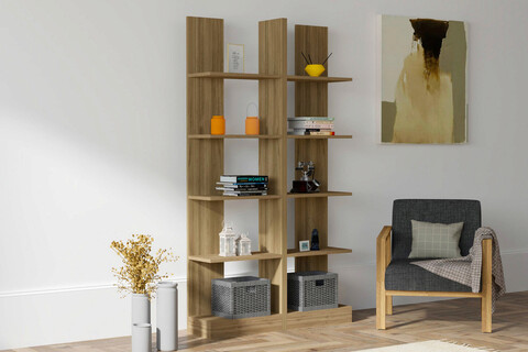 Corp biblioteca, puqa design, İkiz, 100x187x25.8 cm, pal, nuc