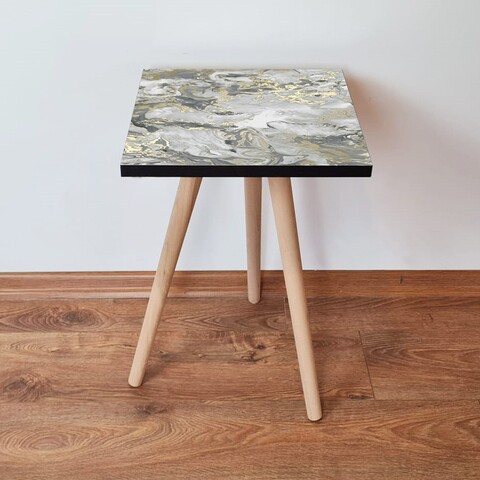 Masuta, Leona, Shp163, 35x42x35 cm, Auriu / Gri / Alb