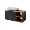 Dulap de baie cu chiuvetă, Hanah Home, 2515, MDF, Pin Atlantic / Antracit