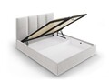 Pat tapitat cu somiera rabatabila si lada depozitare, Juniper, Mazzini Sofas, 208x170x104 cm, catifea, gri deschis