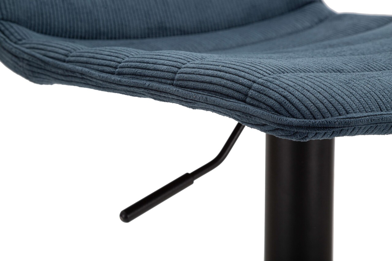 Set 2 scaune de bar Lift High Navy, Mauro Ferretti, 43x49.5x85.5 cm, inaltime ajustabila, fier/poliester, negru/albastru