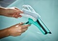 Aparat pentru curatat geamuri, 3 in 1, Wiper W&F Cleaner L micro duo, Leifheit, 33 cm, cauciuc/microfibra, alb/verde