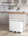 Cos de reciclare cu 3 compartimente, Songmics, 3 x 18 L, 61x31.5x56 cm, inox/polipropilena, alb