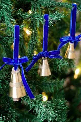 Ornament de brad de Crăciun, BSY226, Catifea, Albastru