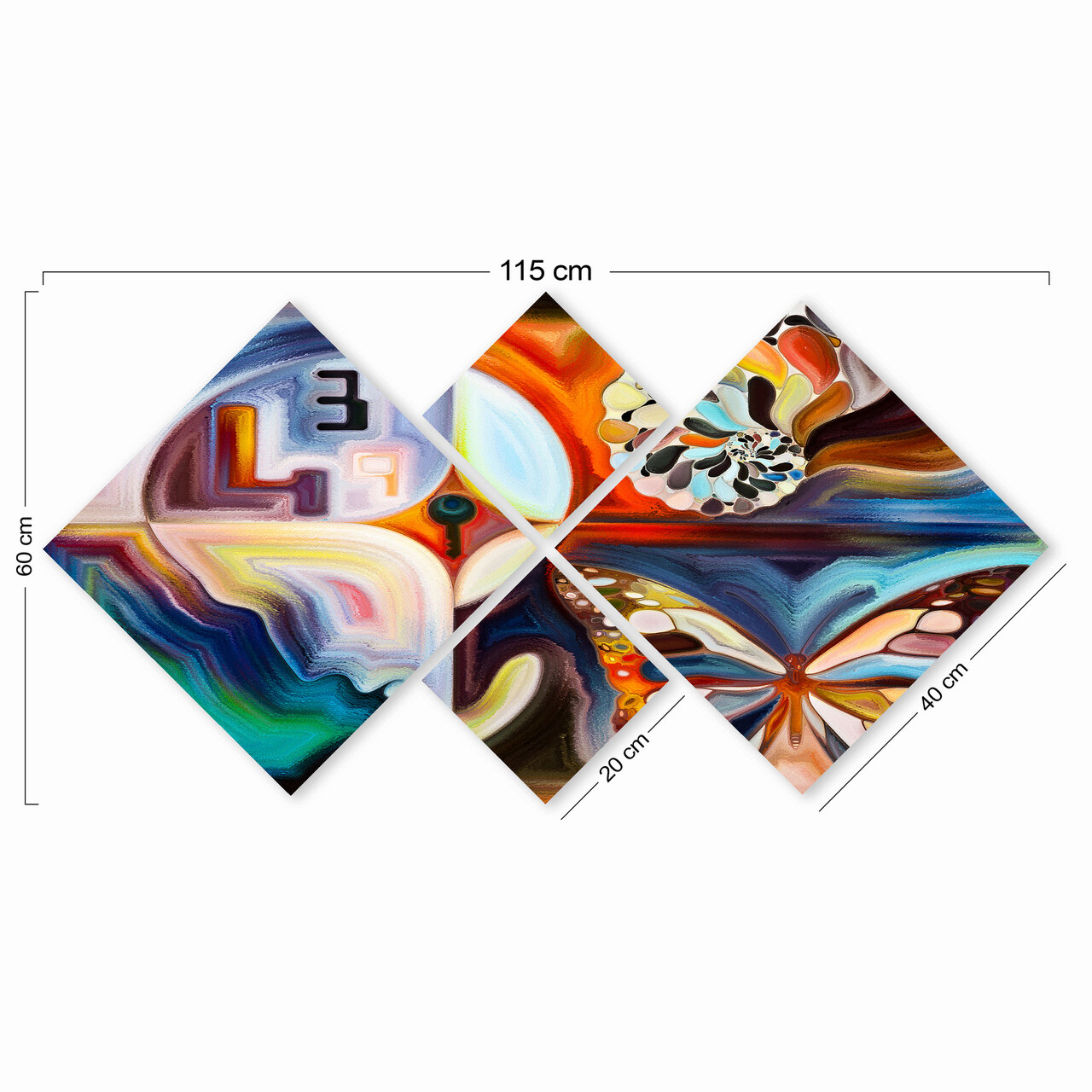 Set 4 tablouri decorative, 4MDF1327589420, MDF, Imprimat UV, Multicolor - 2 | YEO