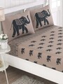 Set de pat dublu (cearceaf cu elastic si perne) 3 piese, Fil - Blue, EnLora Home, 65% bumbac/35% poliester