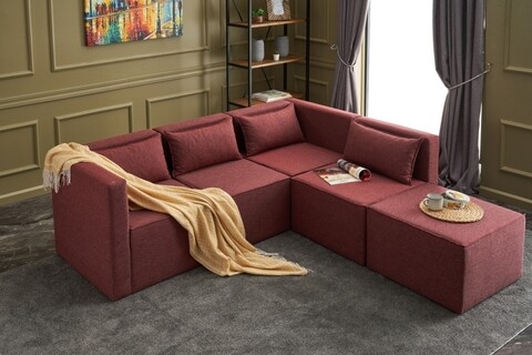 Coltar moduler maya kose koltuk , balcab home, 80x80x72 cm, lemn, rosu
