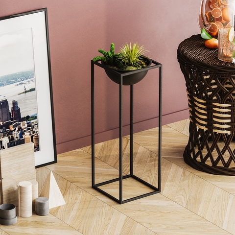 Ghiveci, GED-021, 22x60x22 cm, Metal, Negru